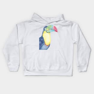 Watercolor keel-billed toucan painting bird Kids Hoodie